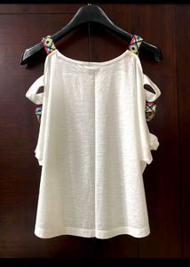 Stylish White Cold Shoulder Top - Like New