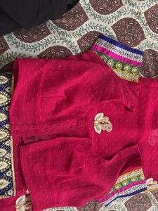 Beautiful Pink Saree with Embellishments