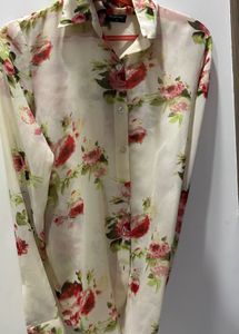 Floral Print Sheer Shirt