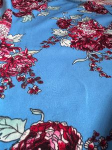 FREE DELIVERY ❗️Blue Floral Print Tie-Front Top