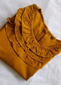 Mustard Ruffle Blouse