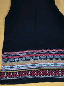 Stylish Black Dress with Bohemian Border