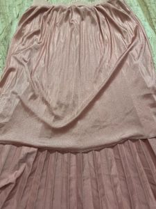 Satin Pleated Midi Skirt