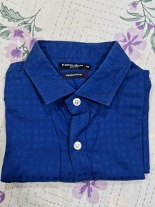 Excalibur Men's Blue Premium Cotton Shirt