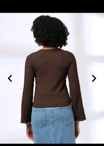 Brown Textured Button-Up Cardigan
