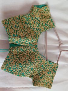 Embroidered Green Silk Blouse