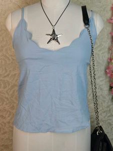 Baby Blue Scalloped Camisole Top