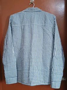 boys checked white and blue shirt