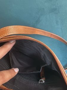 Tan Leather Crossbody Multizip Bag