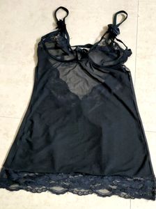 Black Lace Trim Chemise