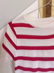 Striped Cropped Knit Top