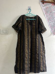 Black &amp; Gold Striped Kurta
