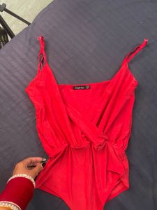 Boohoo Red  Bodysuit top