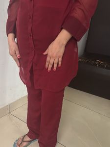 Chic Maroon Sheer Tunic Top