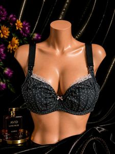 🇳🇿💫🎀Black Polka Dot Bra with Lace Trim