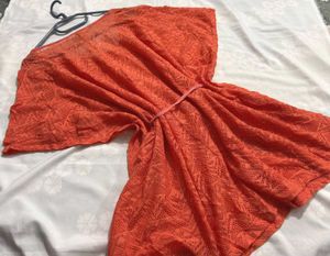 🎁Orange Lace Swim Cover-Up C