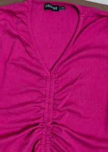 V-Neck Ruched Drawstring Top