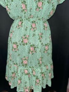 Mint Green Floral Wrap Dress