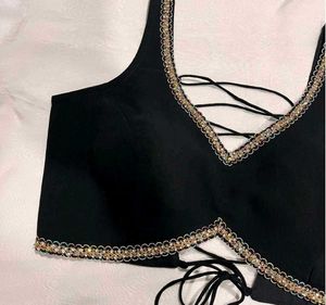 Stylish Black Lace-Up Blouse