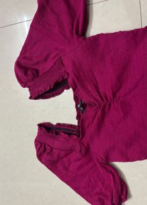 Ruffled Magenta Crop Top