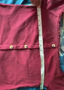 Maroon Off-Shoulder Button-Up Top