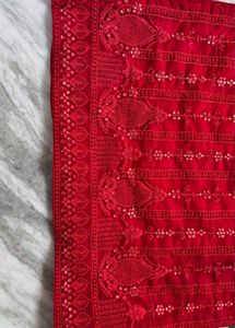 Red Embroidered Kurta