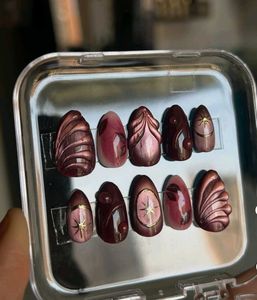 Maroon Press-On Nail Set