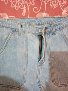 Light Wash Denim Cargo Jeans