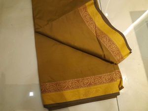 Elegant Mustard Saree with stitched blouse