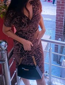 Abstract Print Bodycon Dress