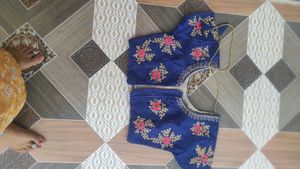 Embroidered Blue Silk unused beautiful Blouse