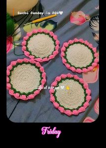 Crochet Tulip Coasters Set of 4