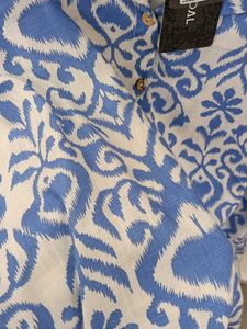 Stylish Blue &amp; White Printed Kurta