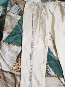 Cream Linen Blend Pants