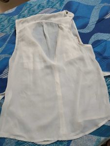 Transparent White Fitted Shirt with Tie