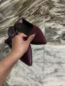 Maroon Pointed Toe Mules