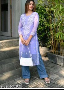 Lilac Kurta with Mirror Work