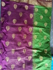 Vibrant Green Saree with Rich Border &amp;ready Blouse