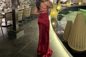 Elegant Red Satin Maxi Dress