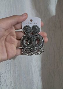 Oxidized Silver Tone Drop Earrings
