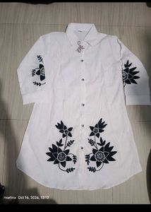 Stylish White Kurta with Black Embroidery