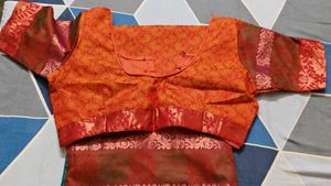 Elegant Orange Saree with Blouse