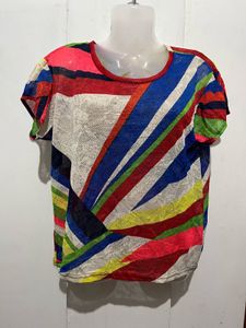 Colorful Striped Mesh Top