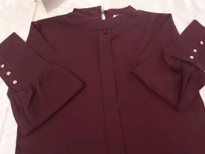 Elegant Maroon Bell Sleeve Top