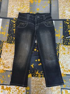 Embellished Denim Capri Pants