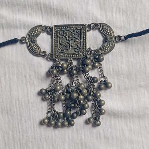 Traditional Oxidized Silver Choker Necklace