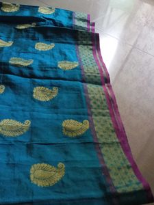 Beautiful blue Saree with mango degin