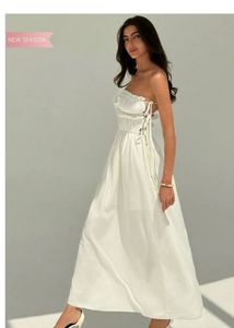 Side tie up White Maxi Dress