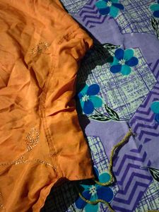 Orange Embroidered Silk ethnic skirt