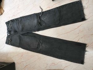 Gray Distressed Denim Jeans